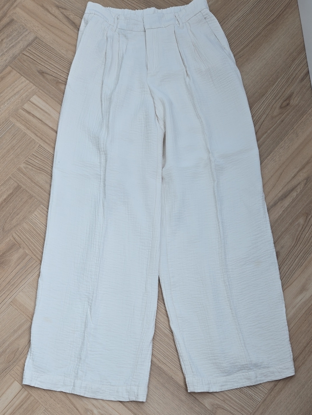 A New Day Off-White Textured Wide Leg Pants 4